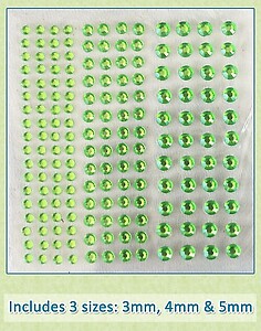 Sheet of 172 Neon Green Acrylic Rhinestone Body Gems with 3 Sizes
